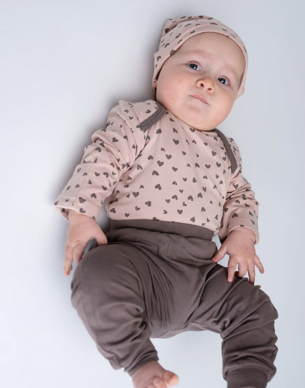 Bamboo Long Sleeve Onesie (Doodle Hearts Print)