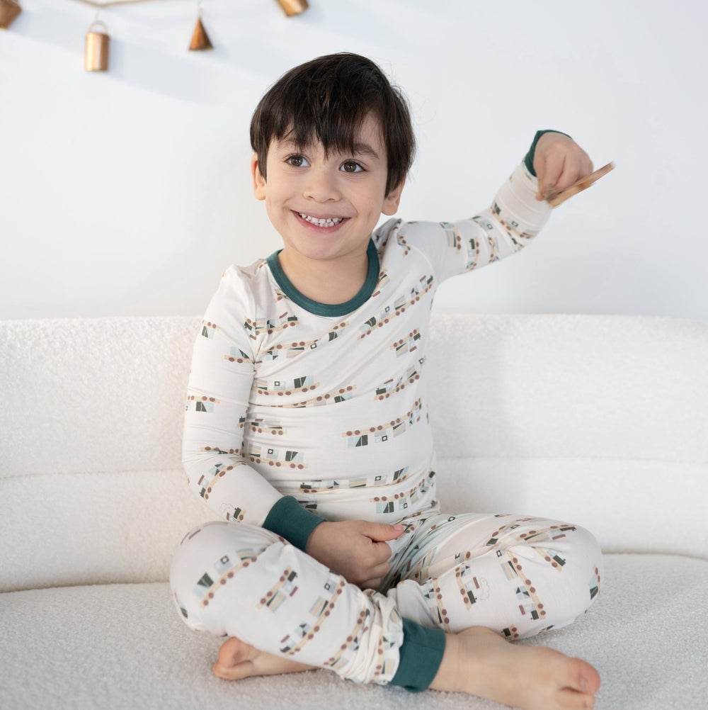 Bamboo Long Sleeve Pajama Set (All Aboard Print)