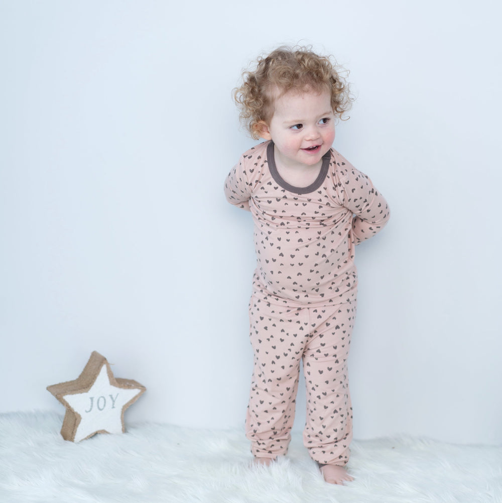 Bamboo Long Sleeve Pajama Set (Doodle Hearts Print)