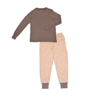 Women's Bamboo Long Sleeve Fitted Pajama Set (Antler/Doodle Hearts Print)