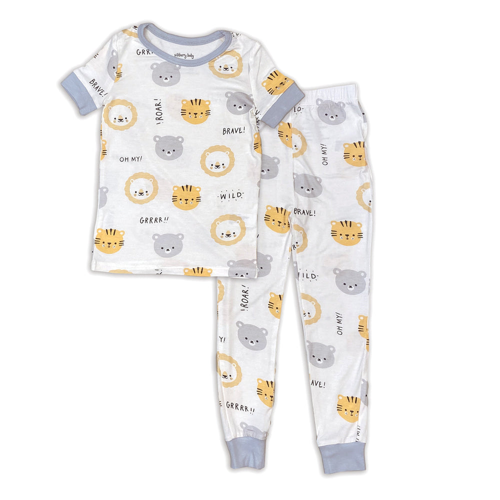 Bamboo Short Sleeve Pajama Set (Lion Tiger & Bears Print)