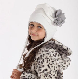 Girls winter sherpa fleece lined polar hat, perfect for keeping little ones warm and stylish in cold weather.