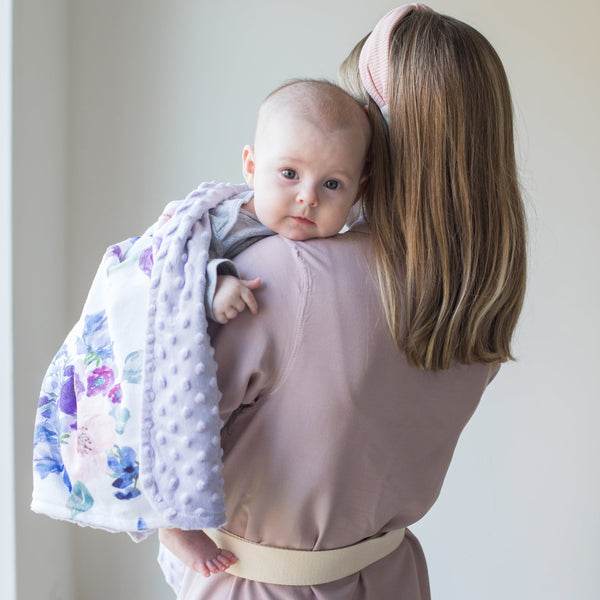 Premium Baby & Toddler Blanket - Purple & Blush Floral