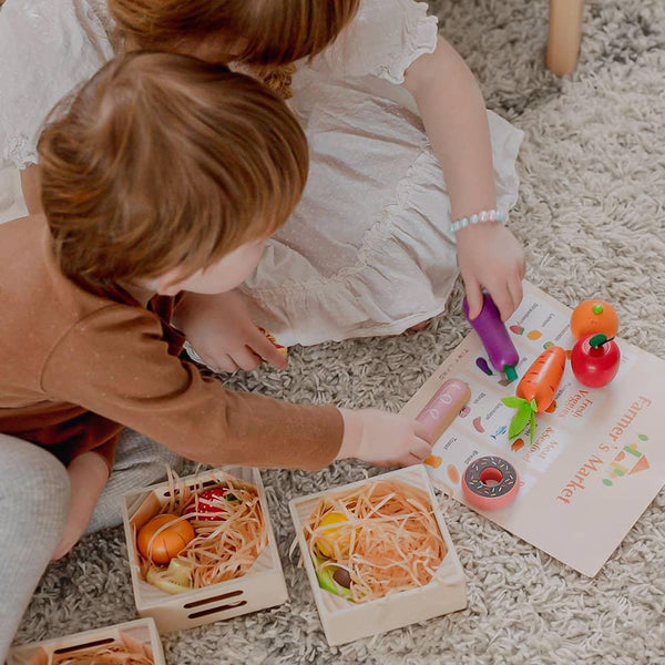 Tiny Land® Wooden Food for Play Kitchen & Wooden Rack