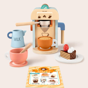 Tiny Land® Play Kitchen Accessories – Children’s Coffee Maker: Wooden Kids Play Coffee Maker Set