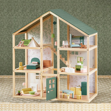 Tiny Land® Sweetwood Evergreen Dollhouse - charming wooden playhouse for imaginative kids, no dolls included.