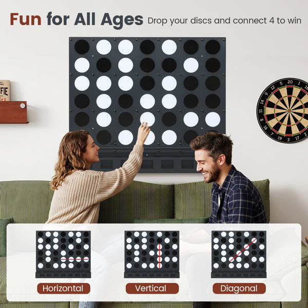 Wall-mounted Jumbo 4-in-a-Row Game with Acrylic Discs