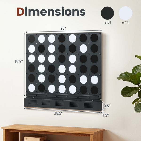 Wall-mounted Metal Connect-4 Game with Acrylic Discs
