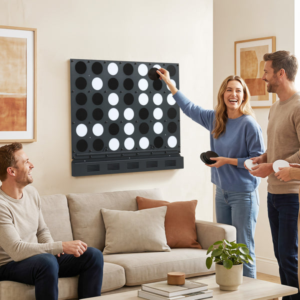 Wall-mounted Metal Connect-4 Game with Acrylic Discs
