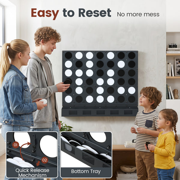 Wall-mounted Metal Connect-4 Game with Acrylic Discs