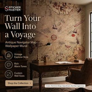Antique Navigator Map Wallpaper Mural by Sticker Master