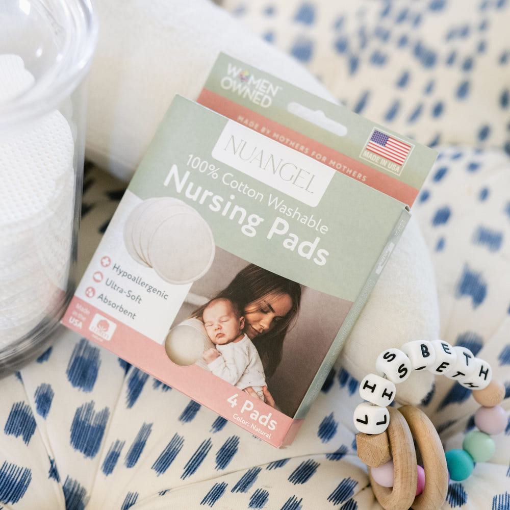 Washable nursing pads in a 4-pack, perfect for breastfeeding moms, soft and reusable for comfort and convenience.