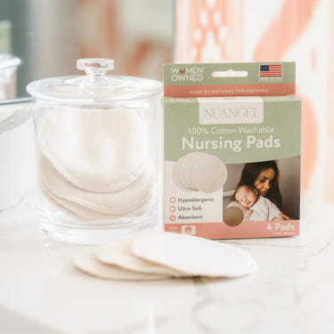 Washable nursing pads in a 4-pack, perfect for breastfeeding moms, soft and reusable for comfort and convenience.