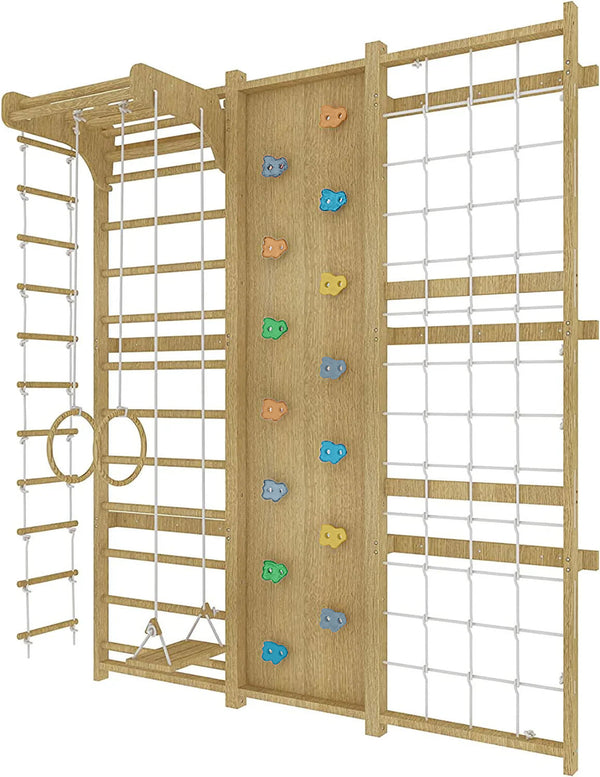 Walnut | Swedish Ladder Jungle Gym - 95" Height - Wall Mounted