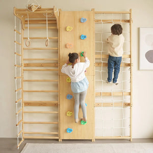 Walnut | Swedish Ladder Jungle Gym - 95" Height - Wall Mounted
