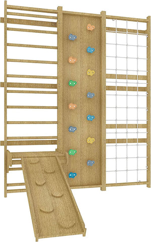 Walnut | Swedish Ladder Jungle Gym - 95" Height - Wall Mounted