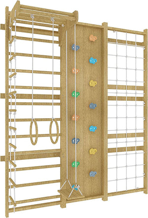 Walnut | Swedish Ladder Jungle Gym - 95" Height - Wall Mounted