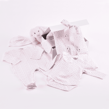 Baby Girls Pink Leaves Print Welcome Set (5)