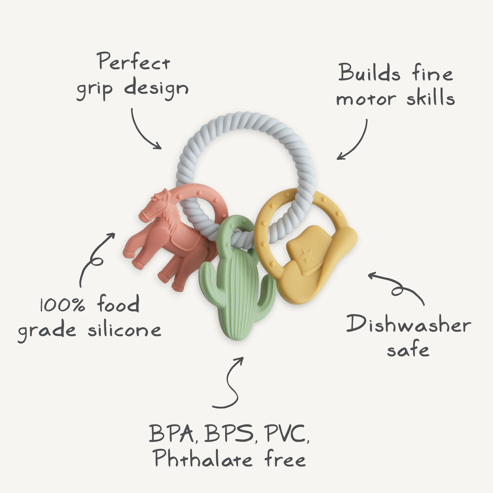 Western Teething Ring for babies, designed for soothing gums and promoting healthy teething.