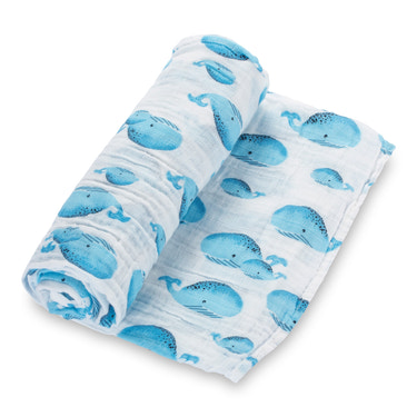 Whale, Whale, Whale Baby Muslin Swaddle Blanket - MOOGCO Baby