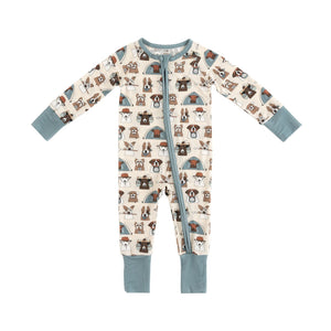 Camp Paws (Convertible Zip Footies) - Blue