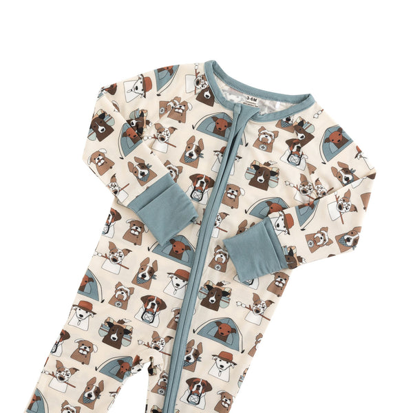 Camp Paws (Convertible Zip Footies) - Blue