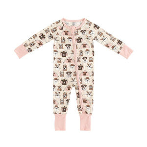 Camp Paws (Convertible Zip Footies) - Pink
