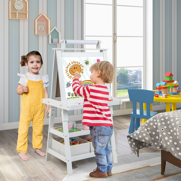 3 in 1 Double-Sided Storage Art Easel - Height-Adjustable for Toddlers & Kids