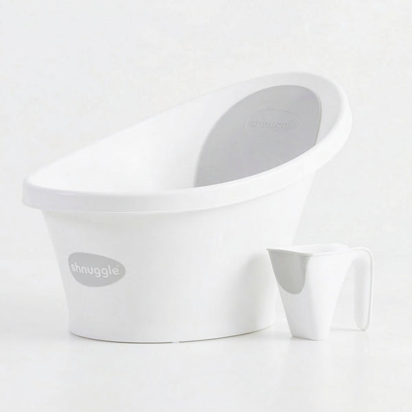 Newborn Bath Essentials Bundle | Baby Bath with Support Bump, Soft Backrest & Rinse Jug | Safe & Stylish Bathtime Set