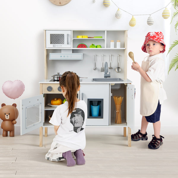 Wooden Pretend Play Kitchen Set for Toddlers - Realistic
