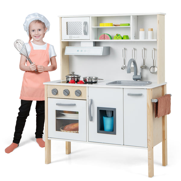 Wooden Pretend Play Kitchen Set for Toddlers - Realistic