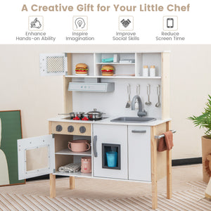 Wooden Pretend Play Kitchen Set for Toddlers - Realistic