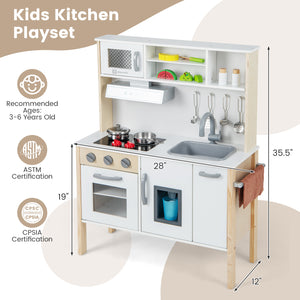 Wooden Pretend Play Kitchen Set for Toddlers - Realistic
