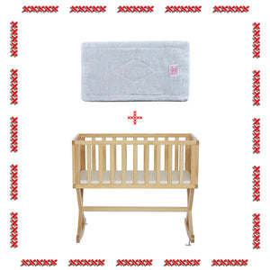 Organic Flax Cradle Mattress Pad 18x36 with Waterproof Zip Cover