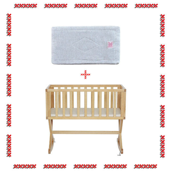 Organic Flax Cradle Mattress Pad 18x36 with Waterproof Zip Cover