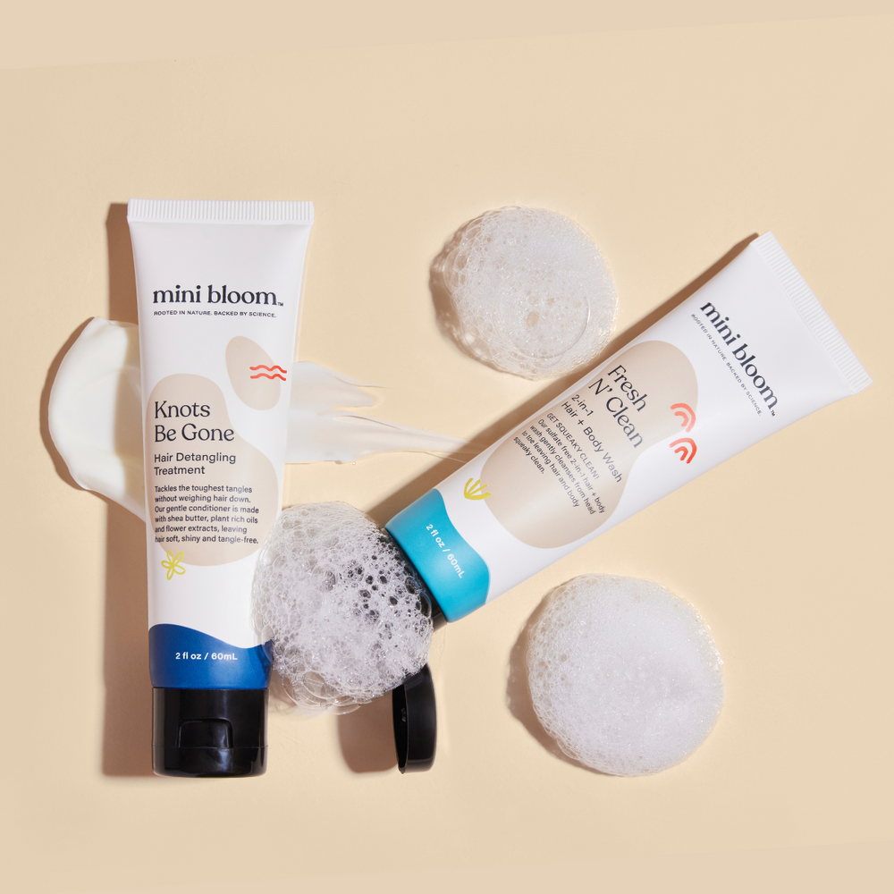 Mini Bath Time Duo for babies - gentle hair and body wash in a cute, colorful packaging. Perfect for bath time!