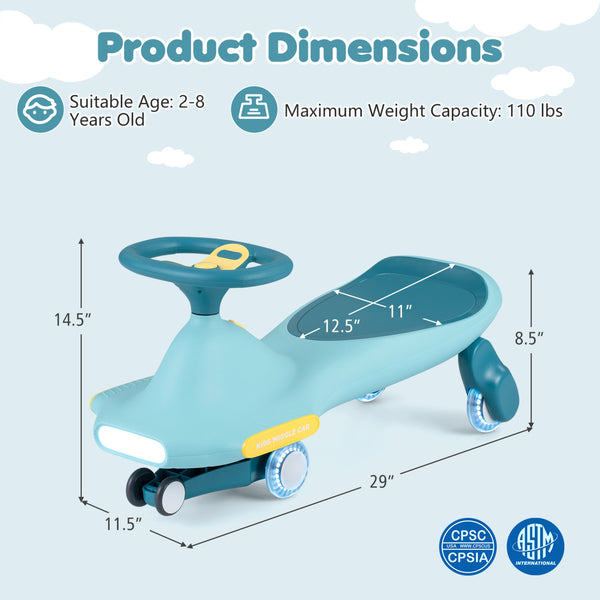 Wiggle Car for Kids with LED Flashing Wheels for Indoor Outdoor Play