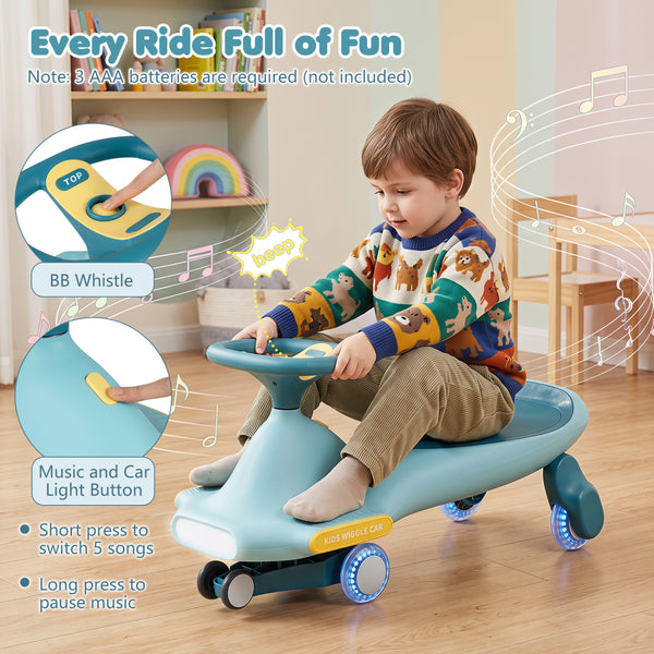Wiggle Car for Kids with LED Flashing Wheels for Indoor Outdoor Play