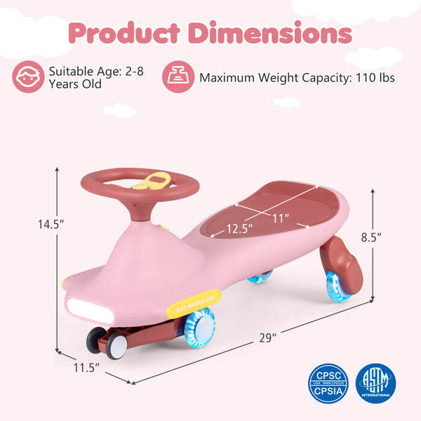 Wiggle Car for Kids with LED Flashing Wheels for Indoor Outdoor Play