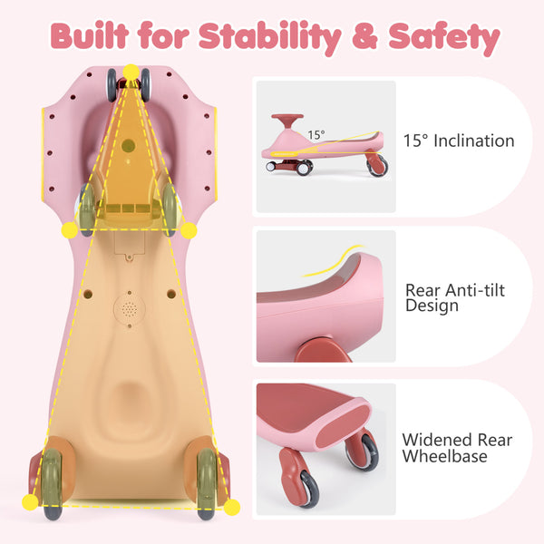Wiggle Car for Kids with LED Flashing Wheels for Indoor Outdoor Play