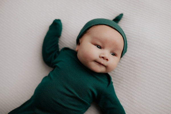 Forest Green Knotted Newborn Baby Gown