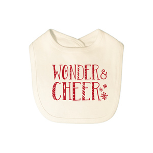 Graphic bib by Wonder & Cheer, featuring playful designs for stylish and practical baby feeding.