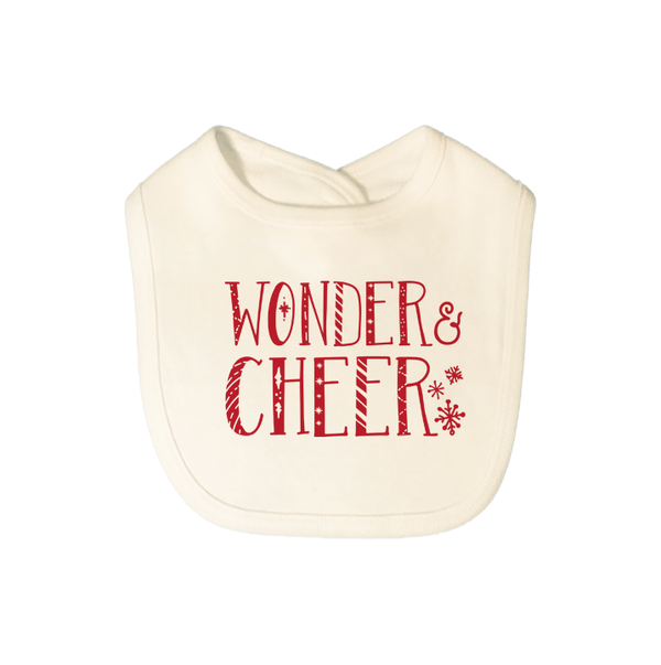 Graphic bib by Wonder & Cheer, featuring playful designs for stylish and practical baby feeding.