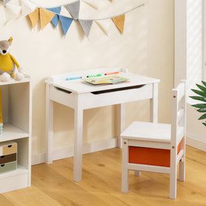 Wood Activity Kids Table and Chair Set with Storage Space