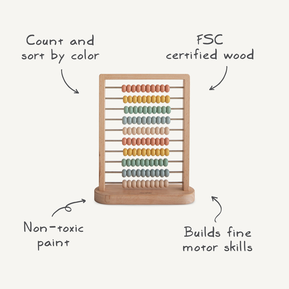 Colorful wooden abacus for babies, promoting early learning and fine motor skills development.