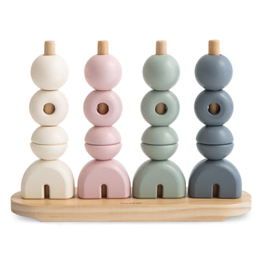 Wooden Multi Shape Stacker for babies, featuring colorful shapes for developmental play and learning.