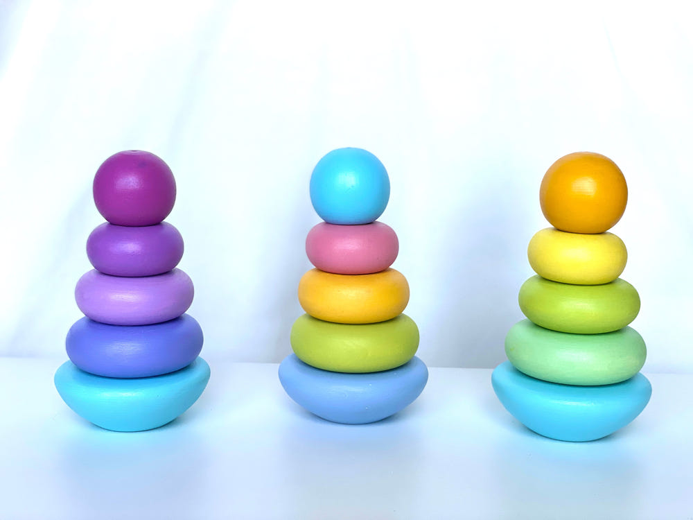 Wooden Ring Stacking Pyramid Pastel