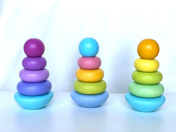 Wooden Ring Stacking Pyramid Pastel