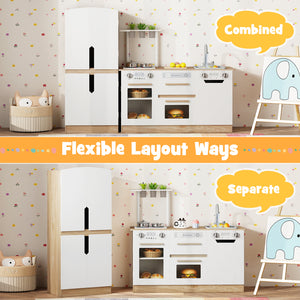 Wooden 2 Piece Kids Kitchen Playset with Fridge and Running Water