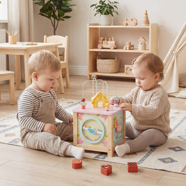 Wooden Activity Cube with Montessori Sensory Toys for 18+ Months Toddlers